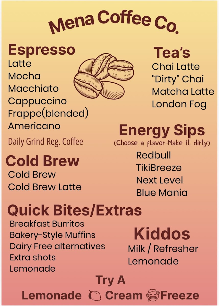 Mena Coffee Company Drive-Thru Photo Menu 10