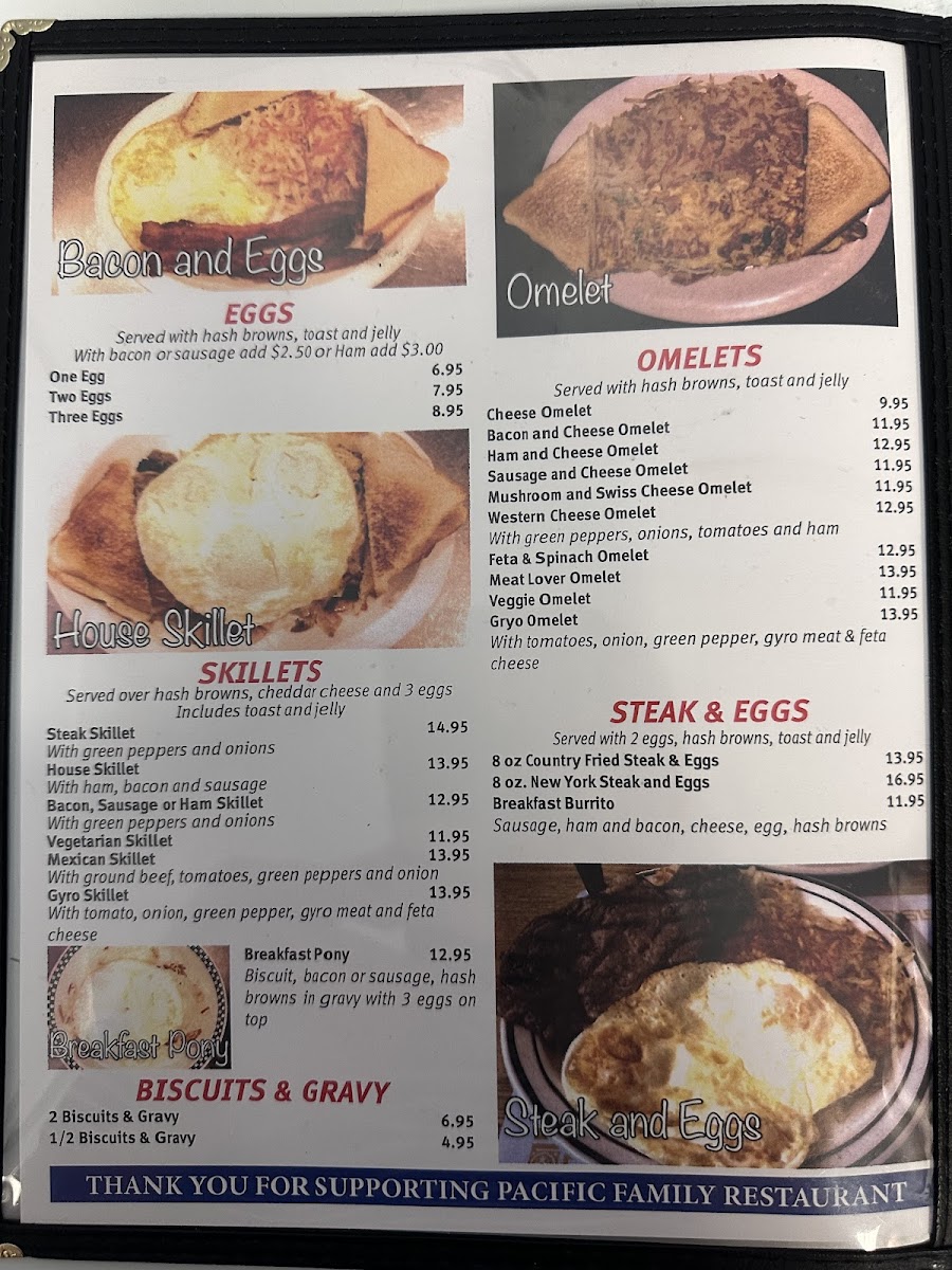 Pacific Family Restaurant Photo Menu 1