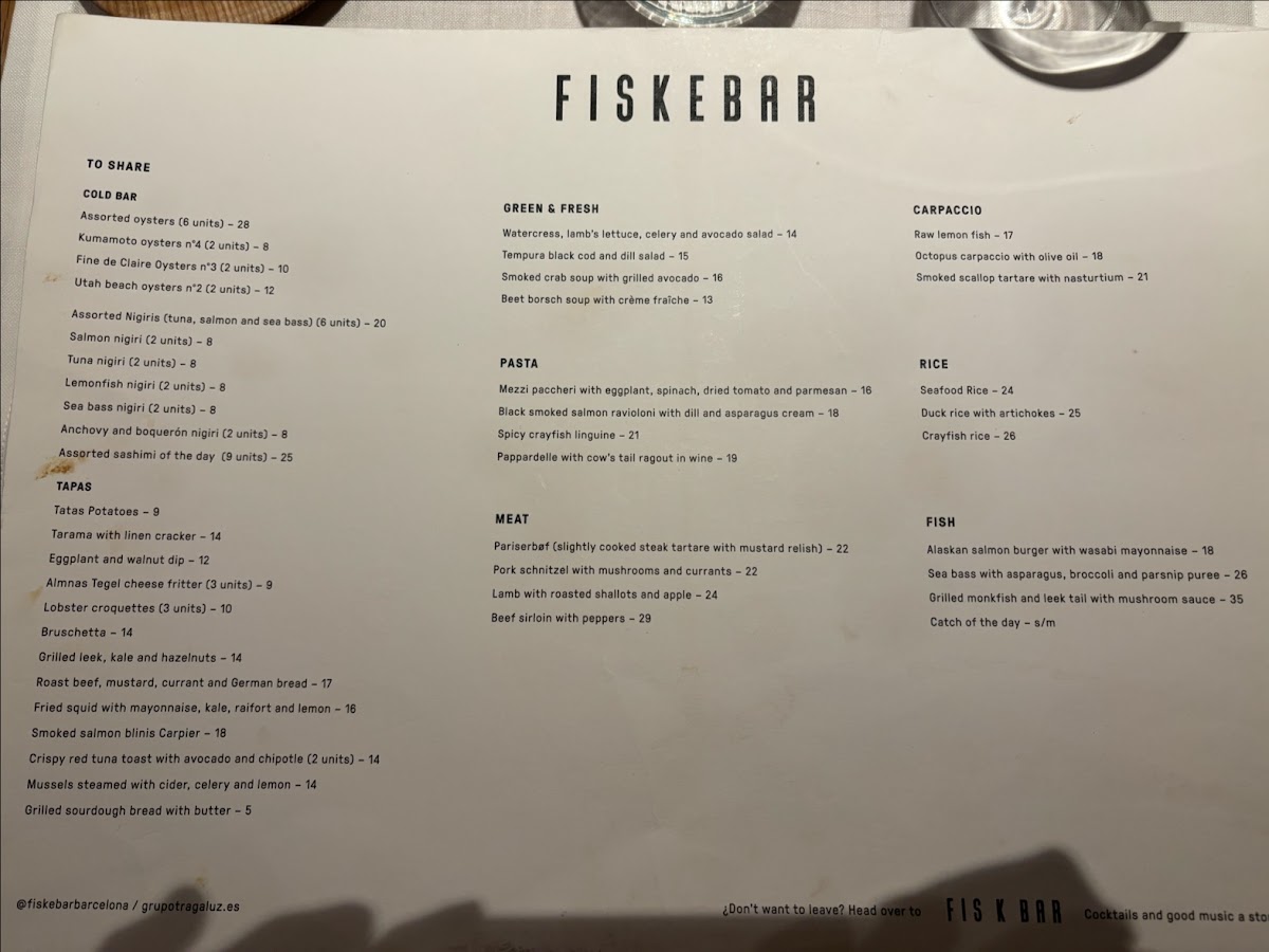 FiskeBar Barcelona Photo Menu 1