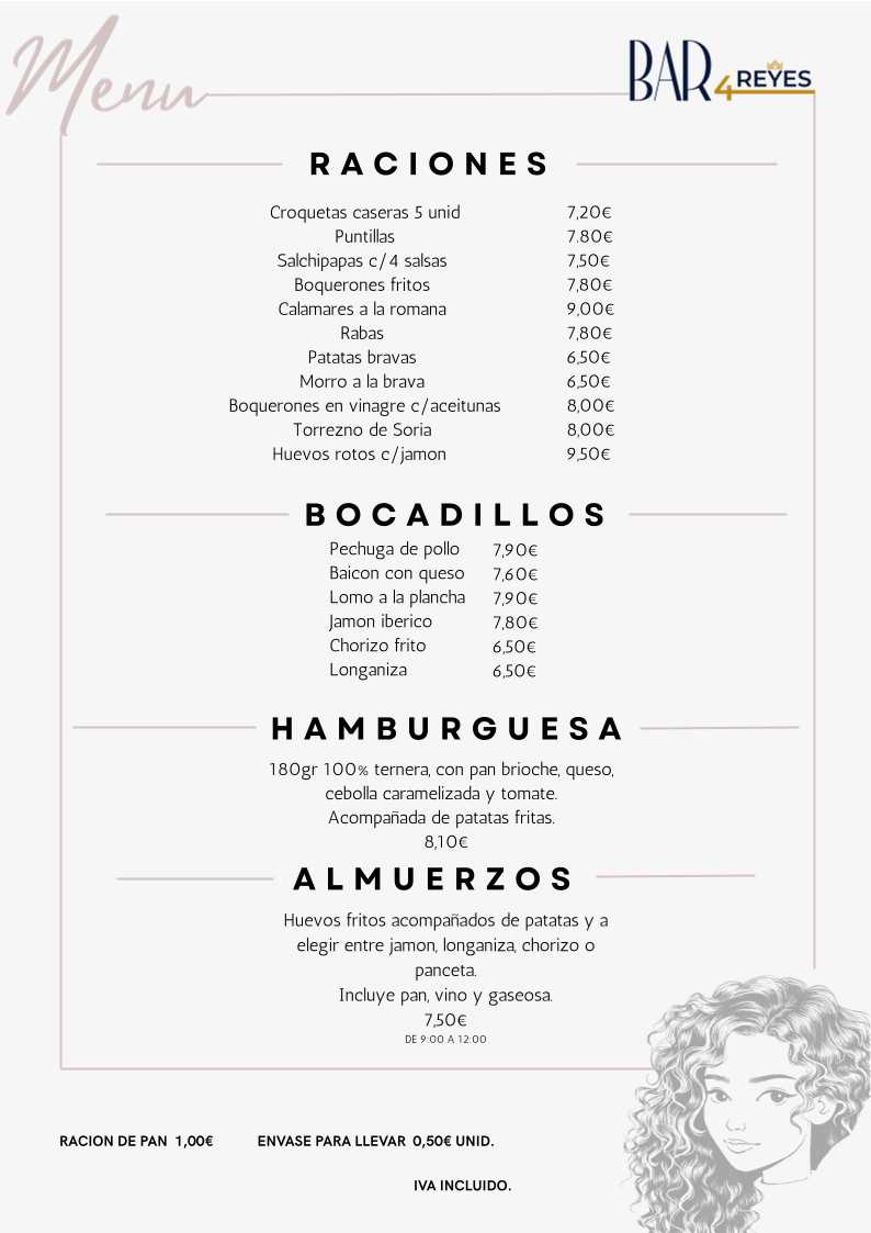 Bar 4 Reyes Photo Menu 1