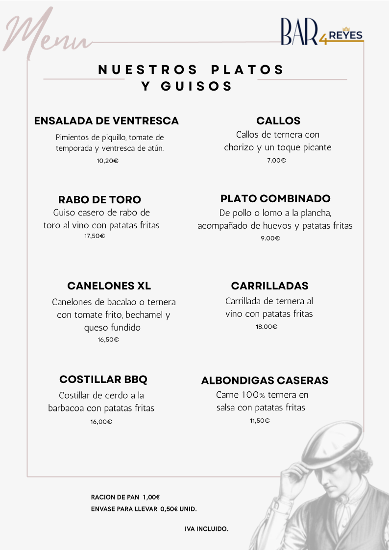 Bar 4 Reyes Photo Menu 2