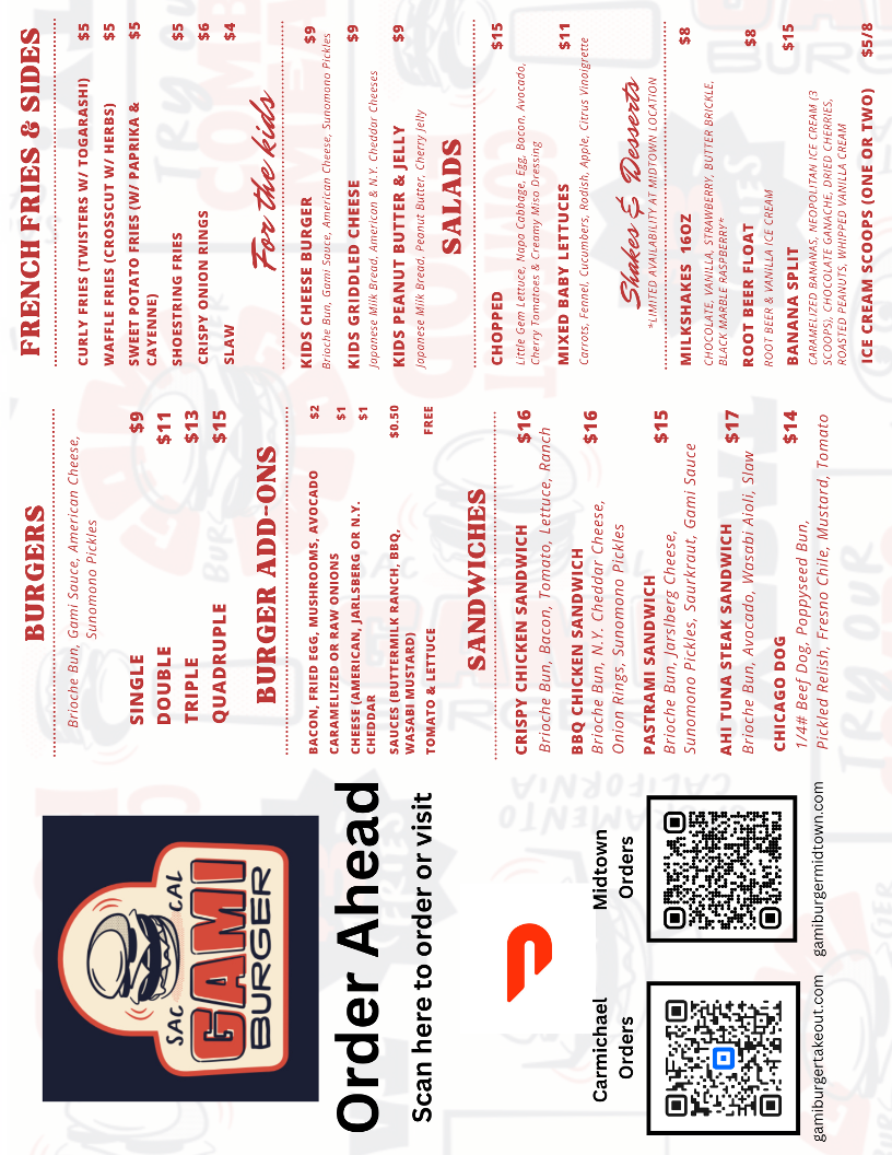 Gami Burger Photo Menu 1