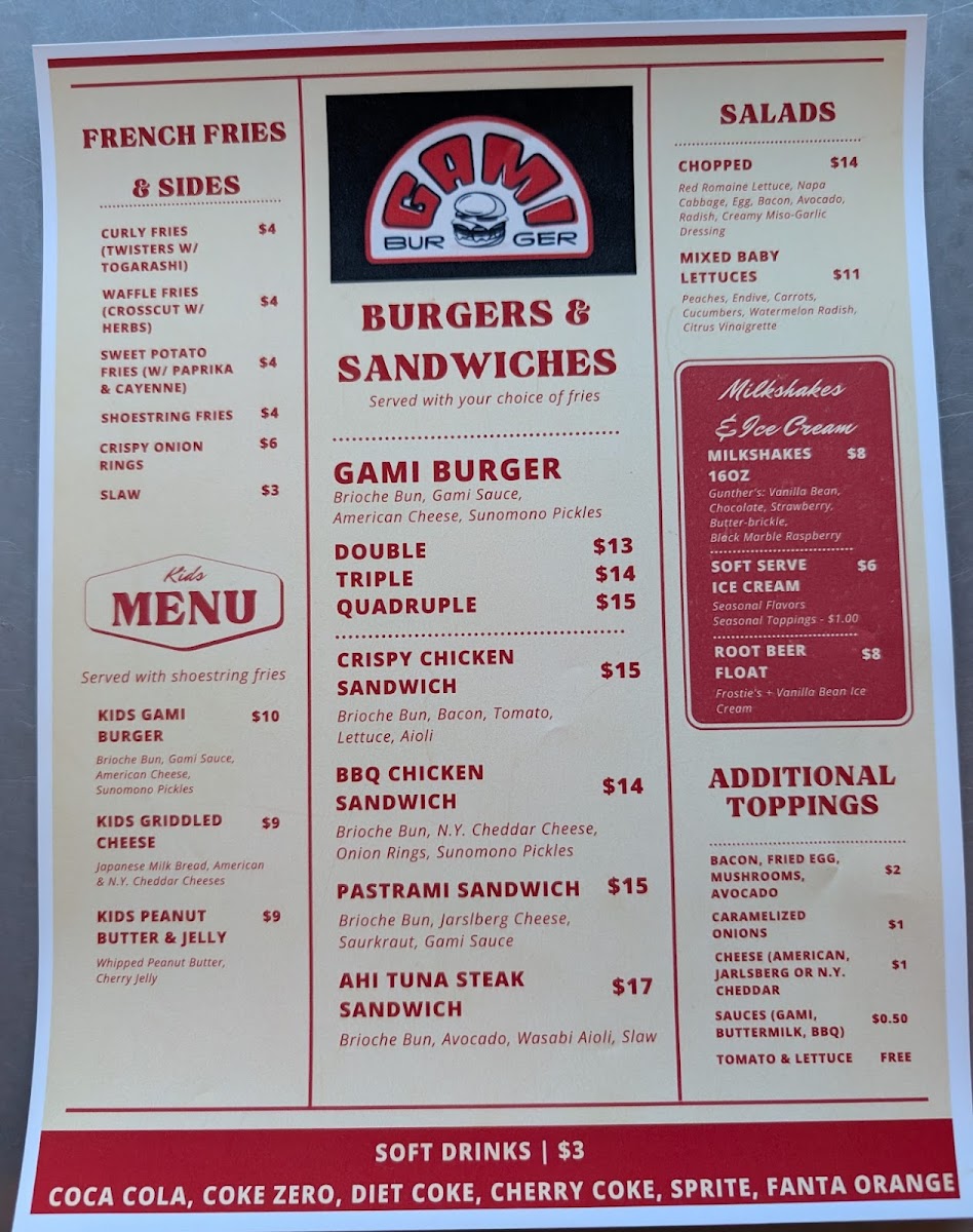 Gami Burger Photo Menu 2