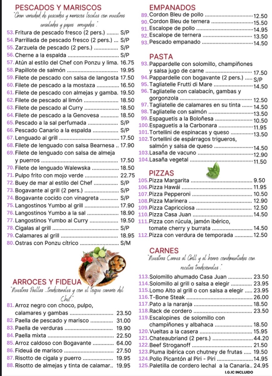 Restaurante Casa Juan Arguineguin Photo Menu 1