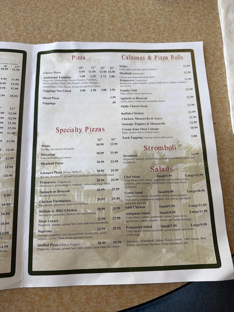 Primavera Pizza Photo Menu 3