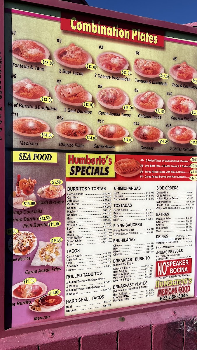 Humberto's Mexican Food Photo Menu 1