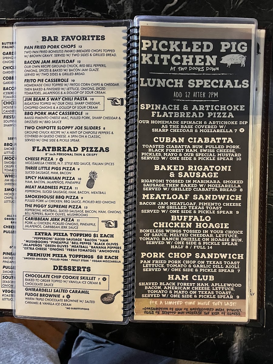 The Pickled Pig Kitchen Photo Menu 2