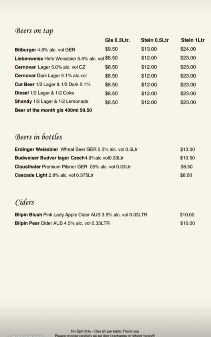 Bohemian Euro Restaurant Photo Menu 10