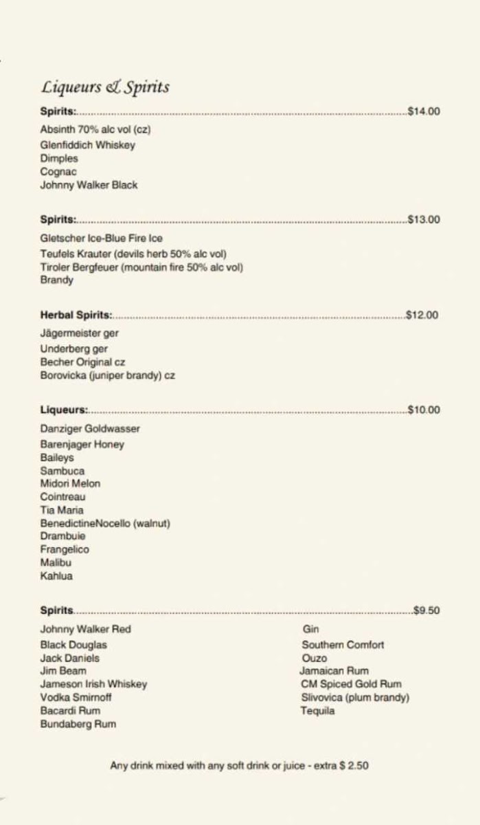 Bohemian Euro Restaurant Photo Menu 2