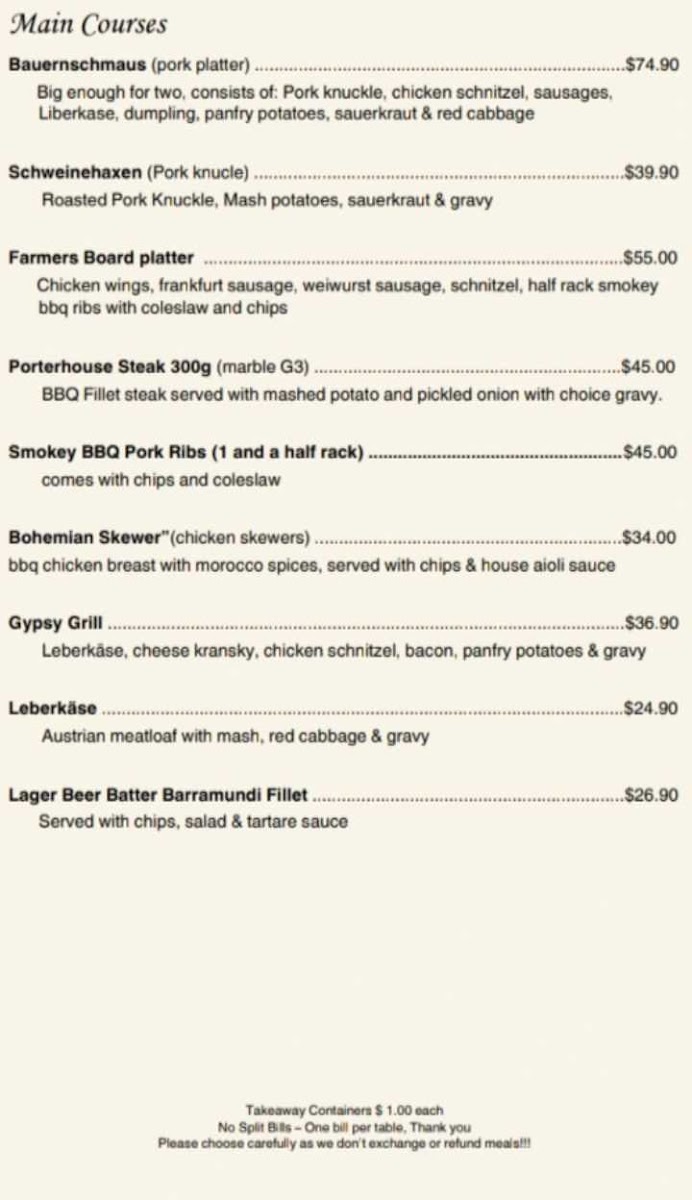 Bohemian Euro Restaurant Photo Menu 6