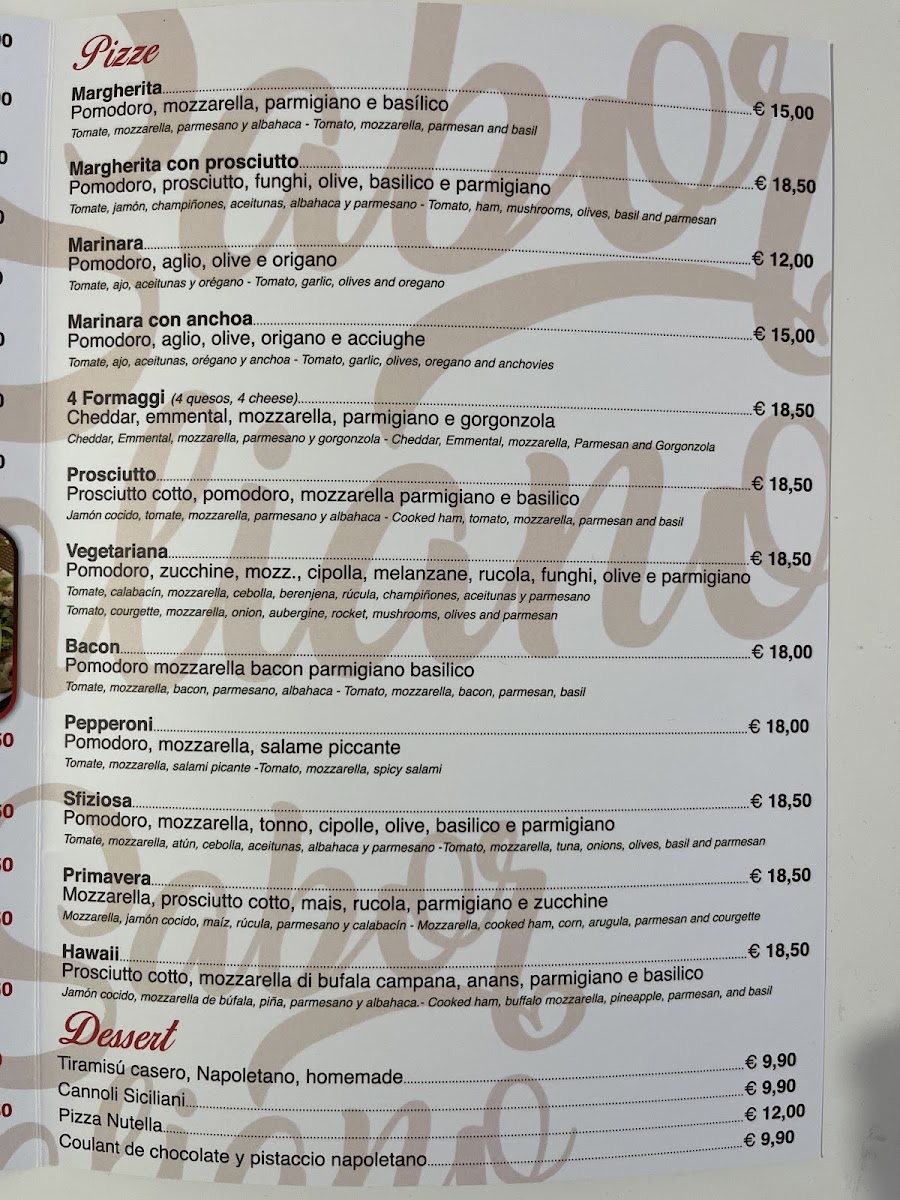 Sabor Italiano Ibiza Photo Menu 1