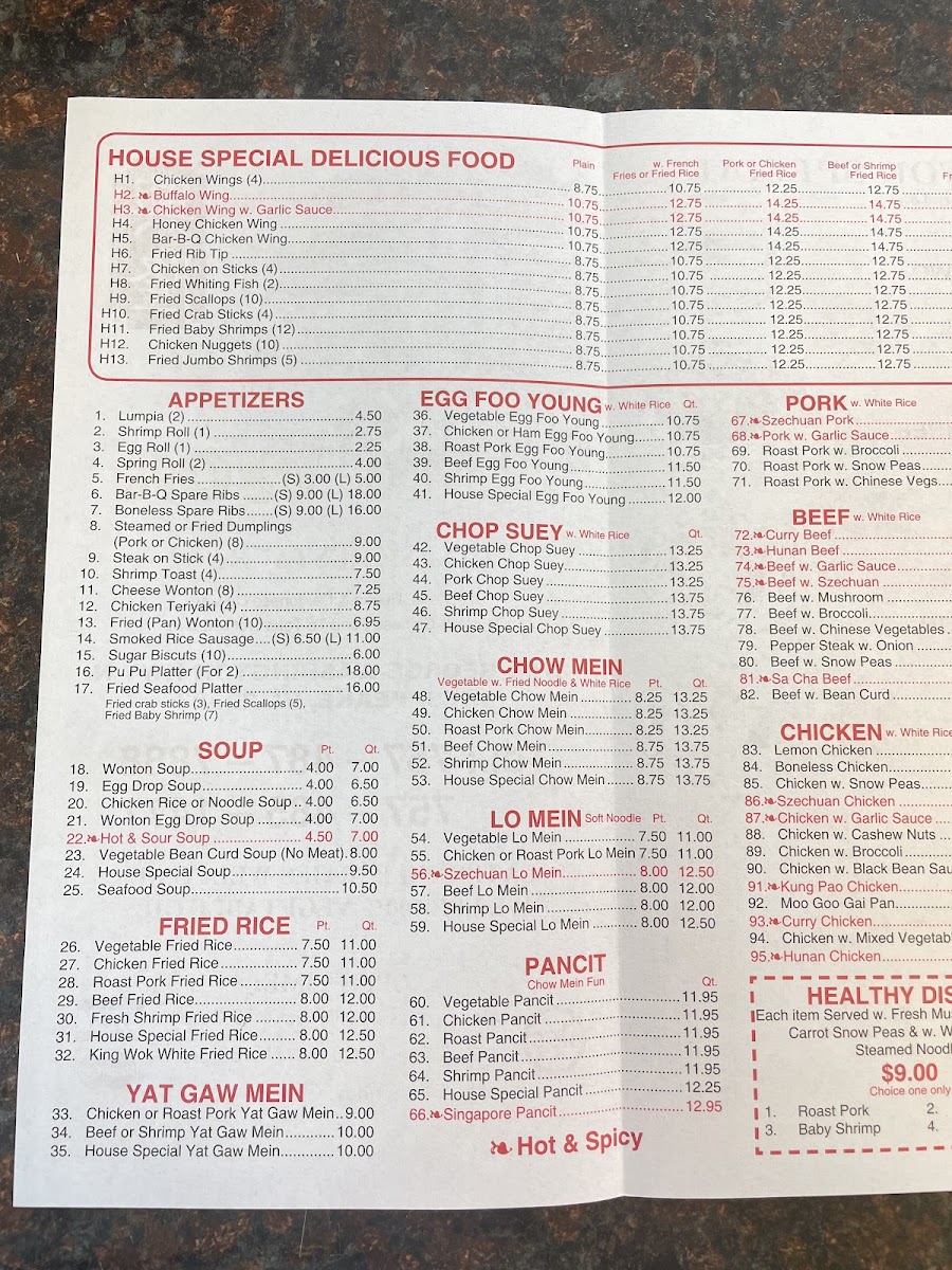 King Wok Chinese Restaurant Photo Menu 1