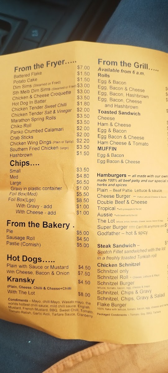 Bruce Street Takeaway Photo Menu 1