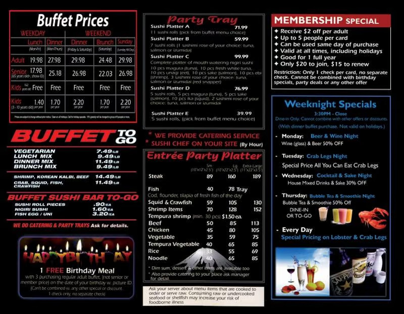 Fuji Japanese Buffet Photo Menu 4