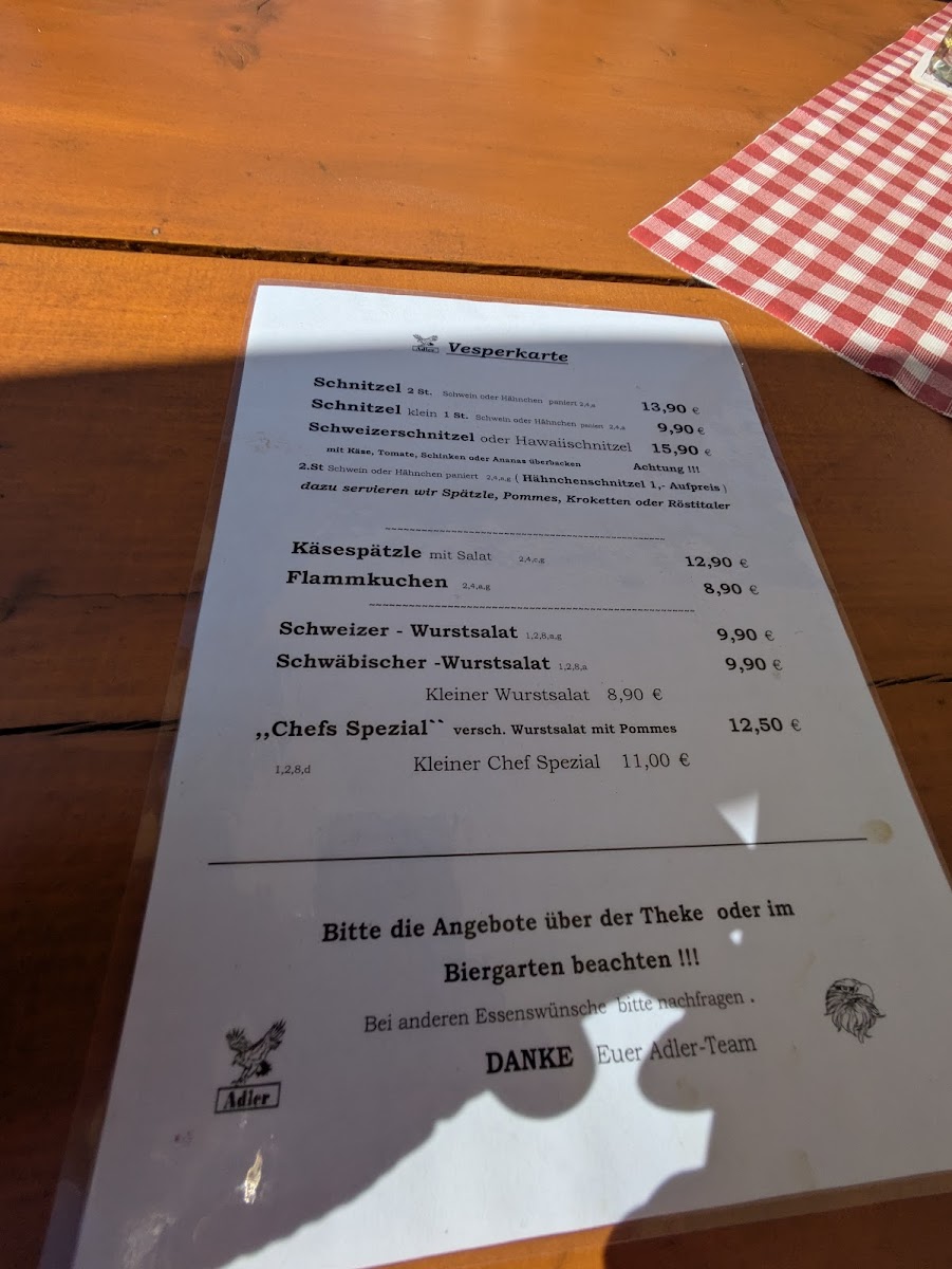 Gasthaus Adler Photo Menu 1