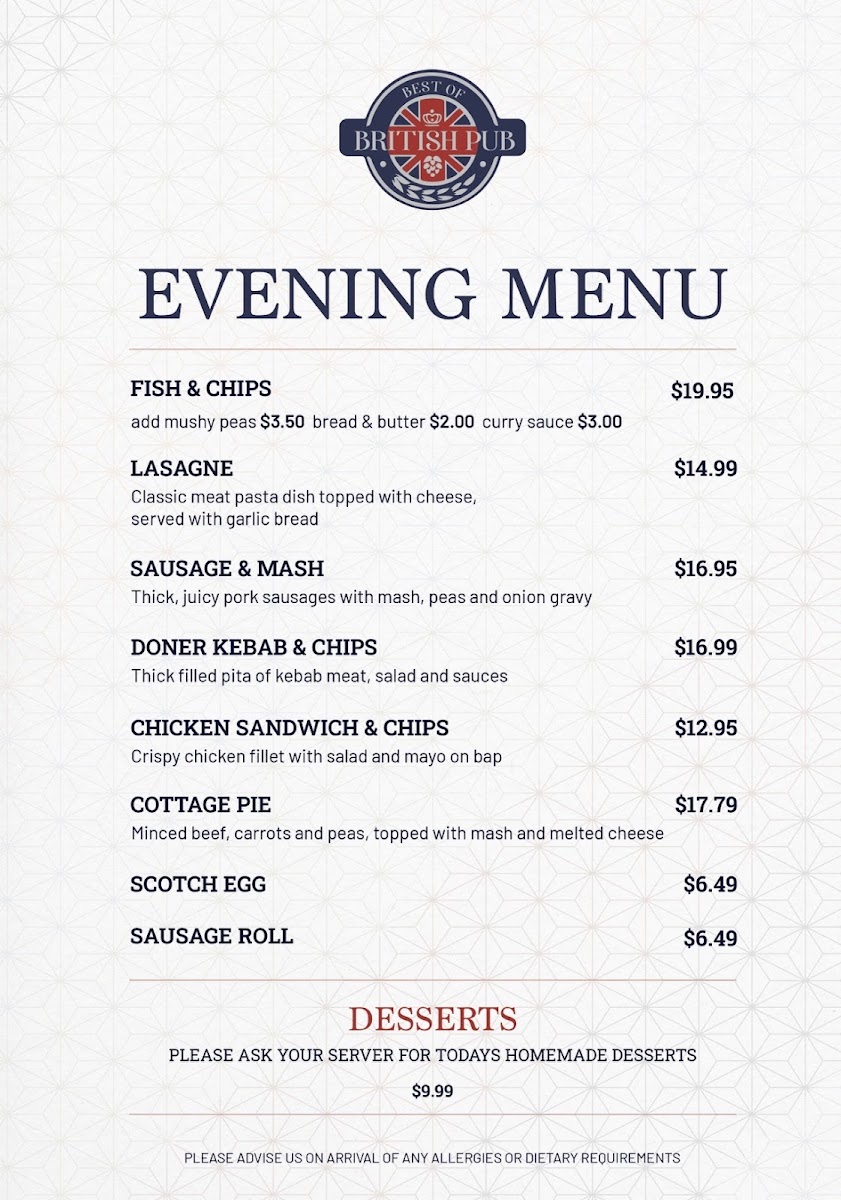 Best of British Pub Photo Menu 4