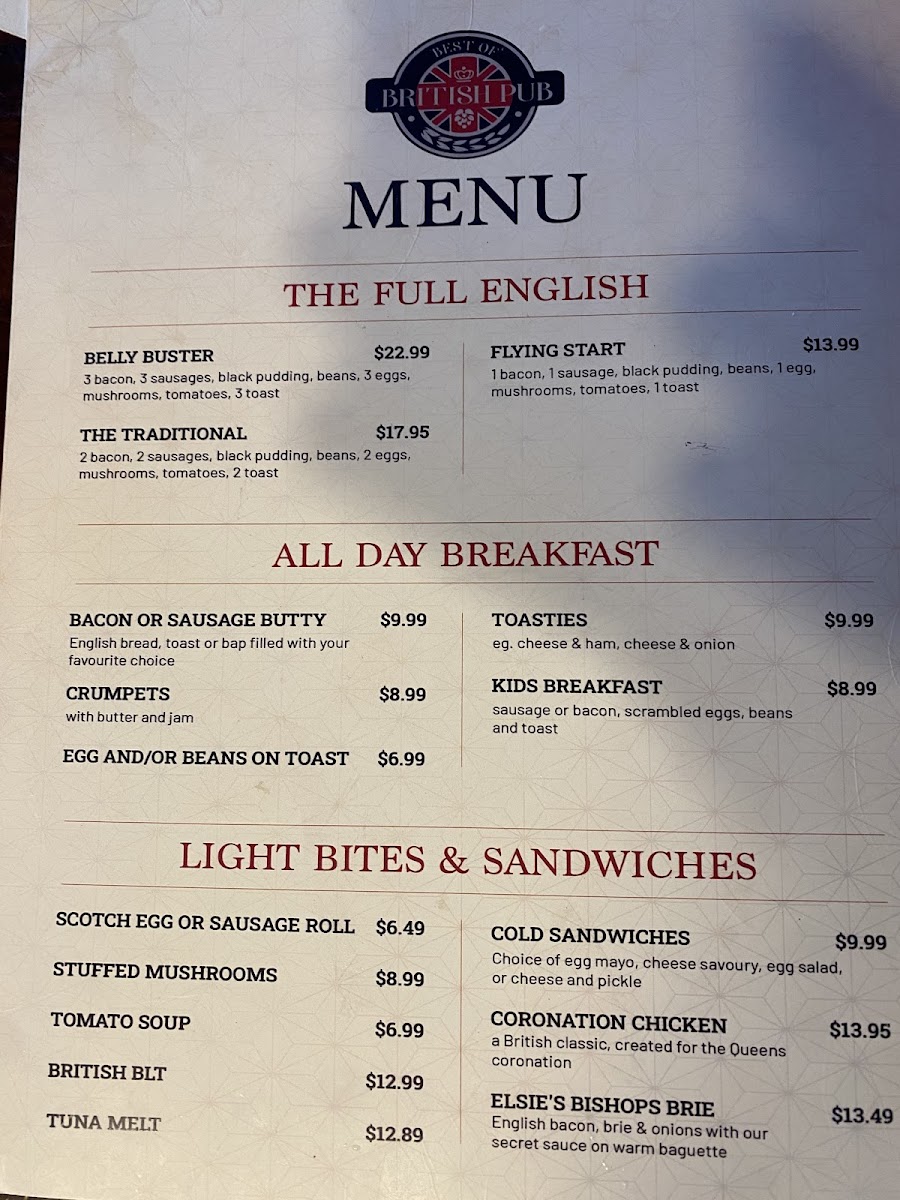 Best of British Pub Photo Menu 6