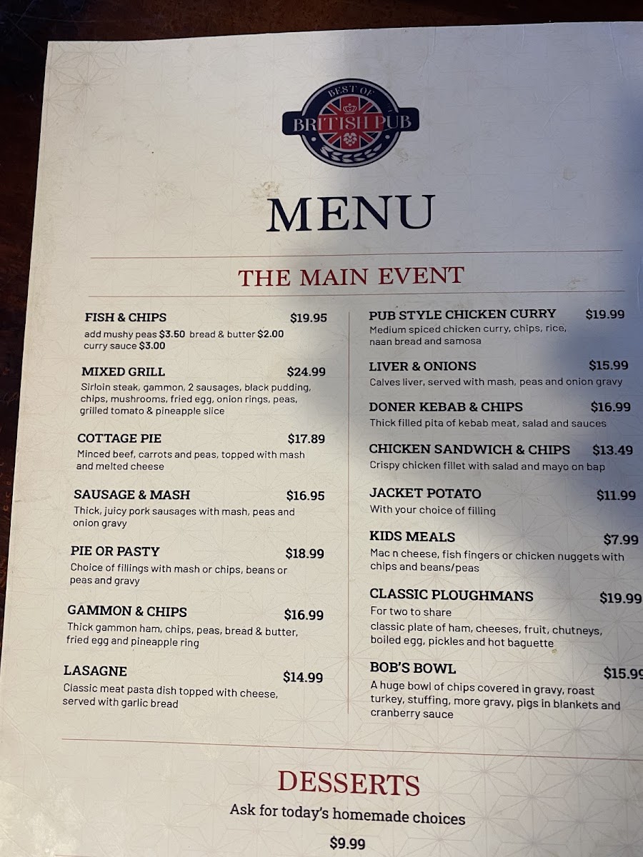 Best of British Pub Photo Menu 7