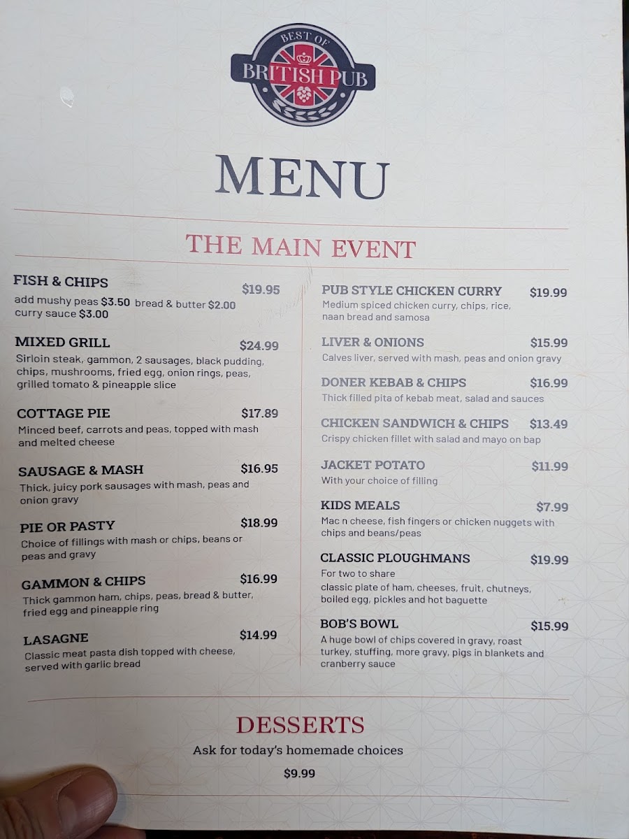 Best of British Pub Photo Menu 9
