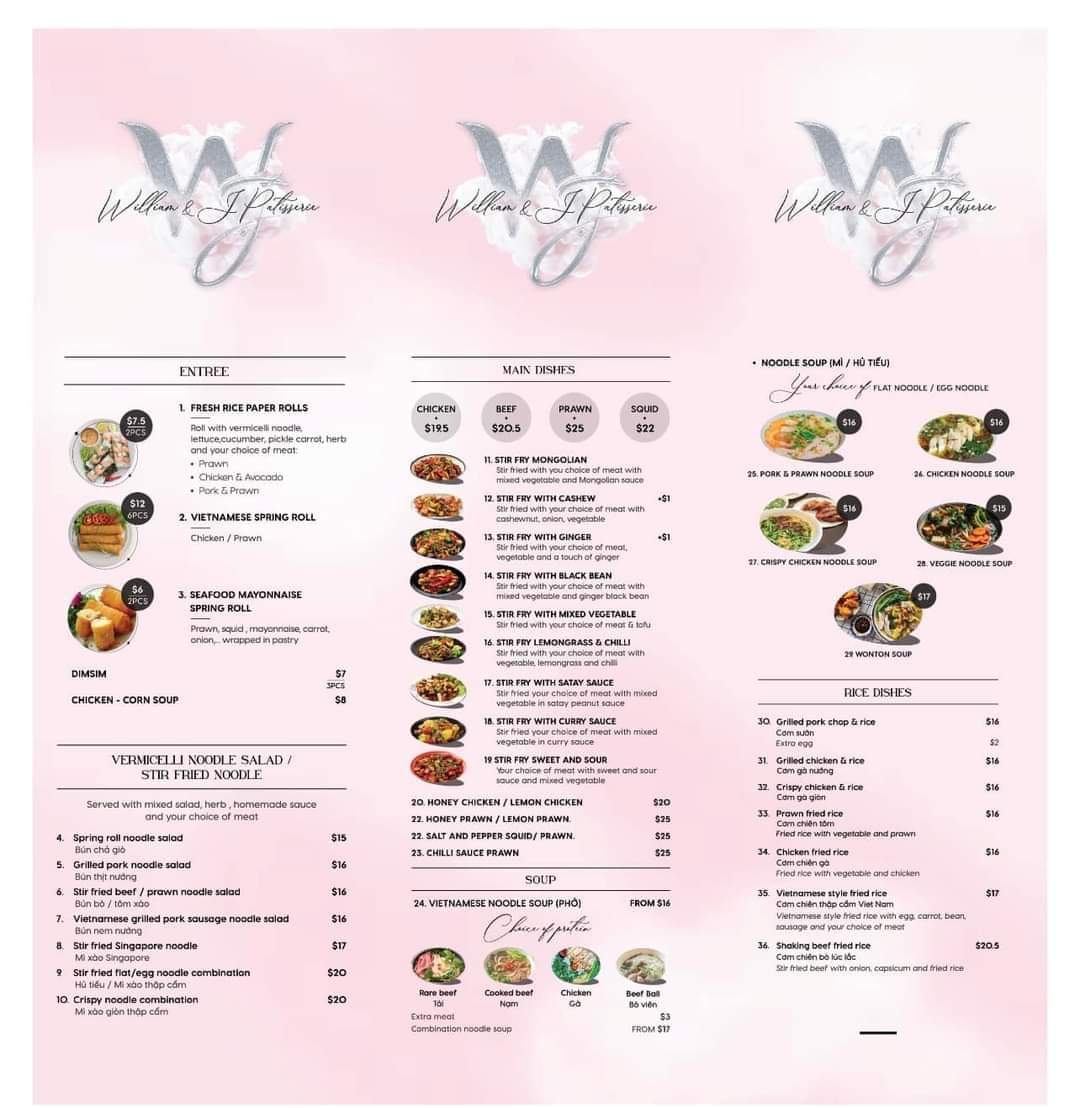 William and J Patisserie Photo Menu 3