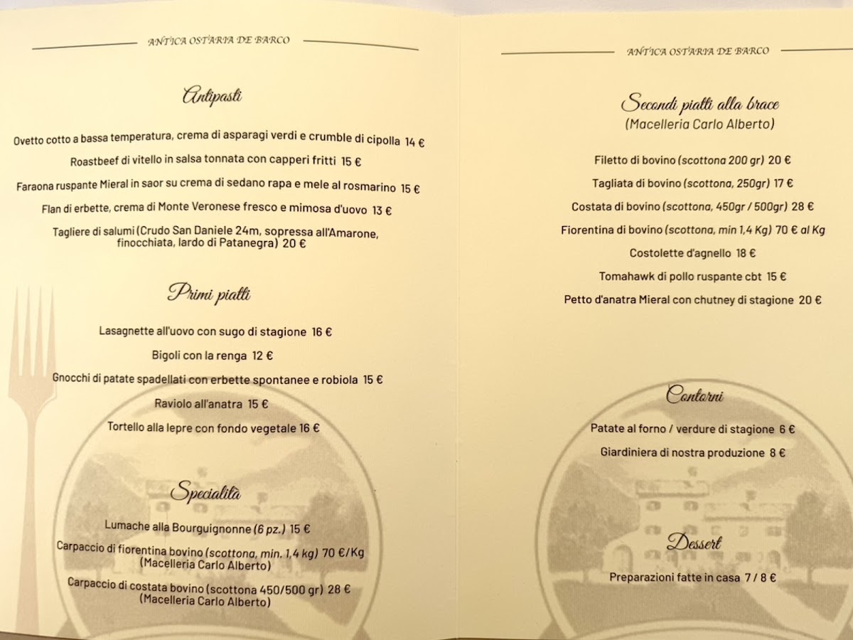 Antica Ostaria de Barco Photo Menu 1