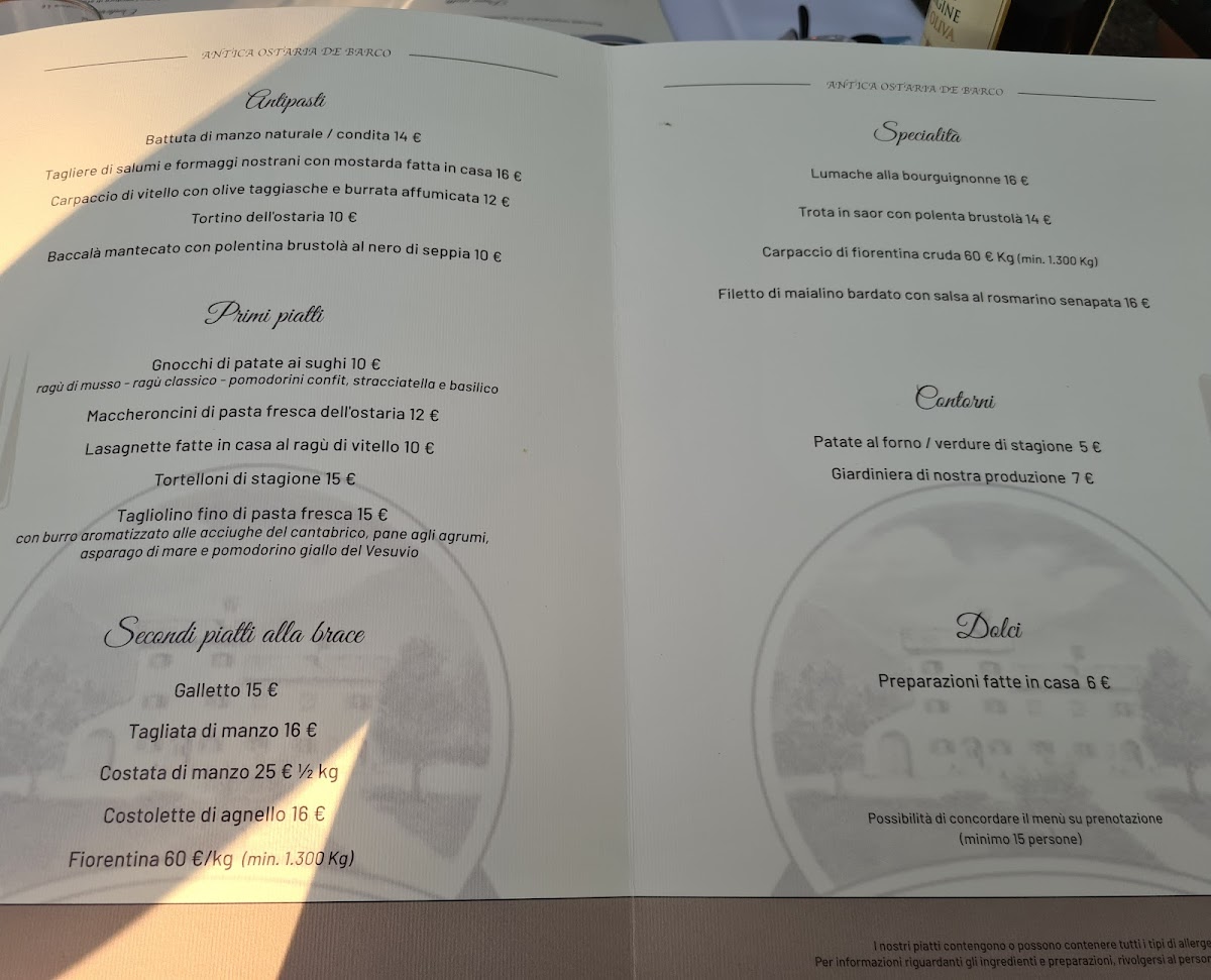 Antica Ostaria de Barco Photo Menu 10