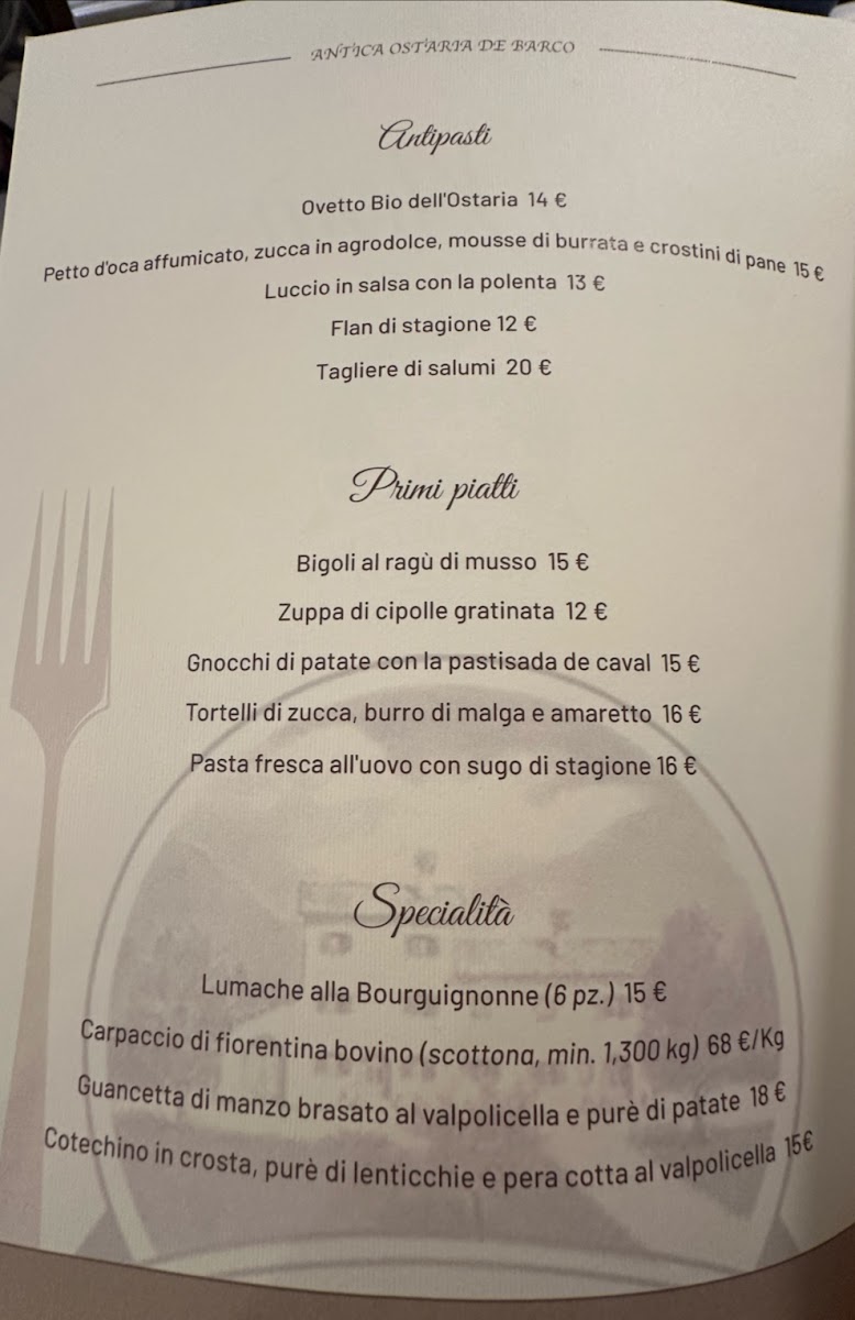 Antica Ostaria de Barco Photo Menu 3
