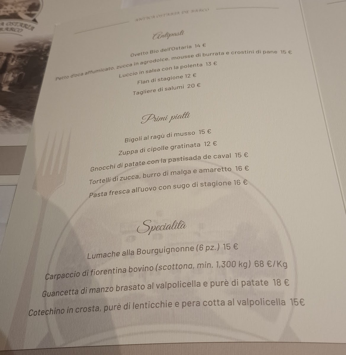 Antica Ostaria de Barco Photo Menu 7