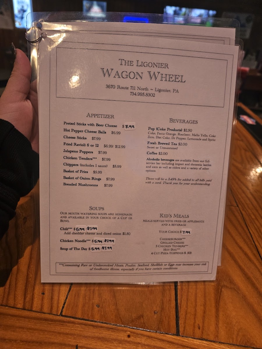 The Ligonier Wagon Wheel Photo Menu 2