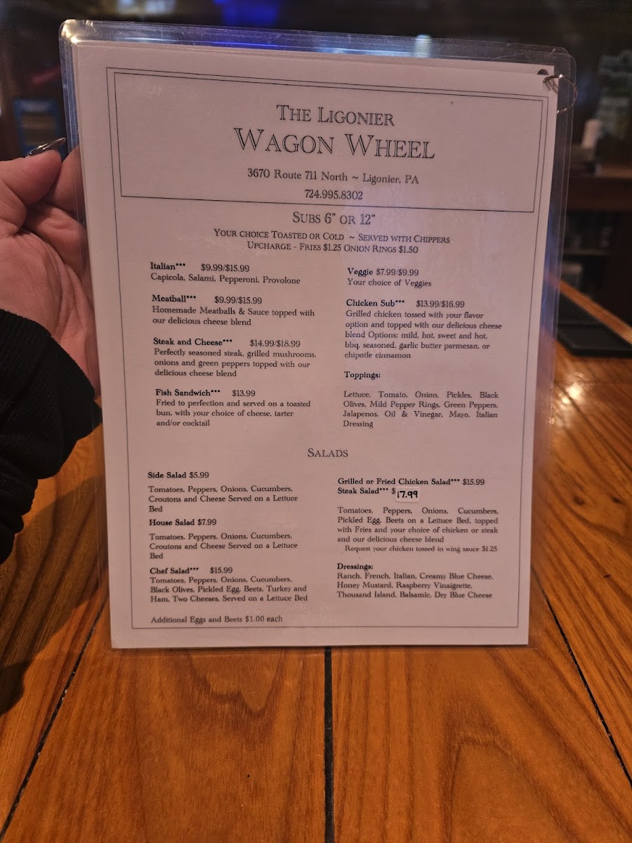 The Ligonier Wagon Wheel Photo Menu 3