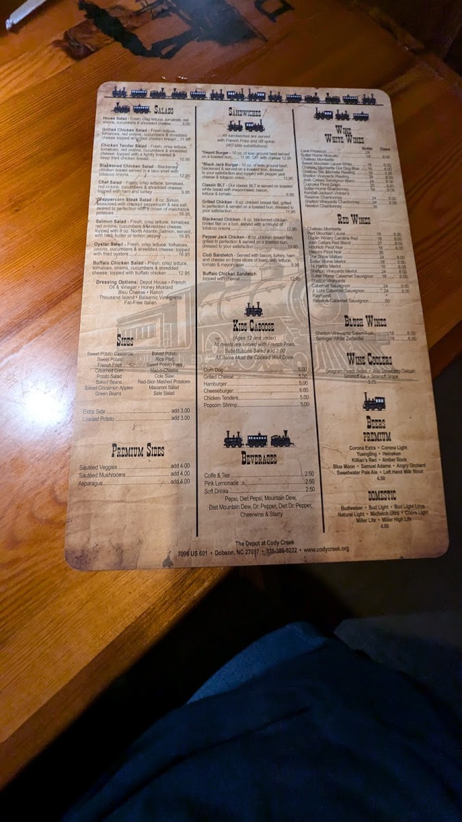 The Depot Restaurant at Cody Creek Photo Menu 5