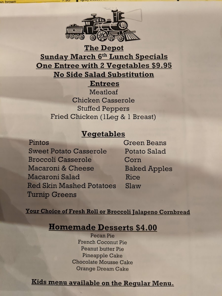 The Depot Restaurant at Cody Creek Photo Menu 6