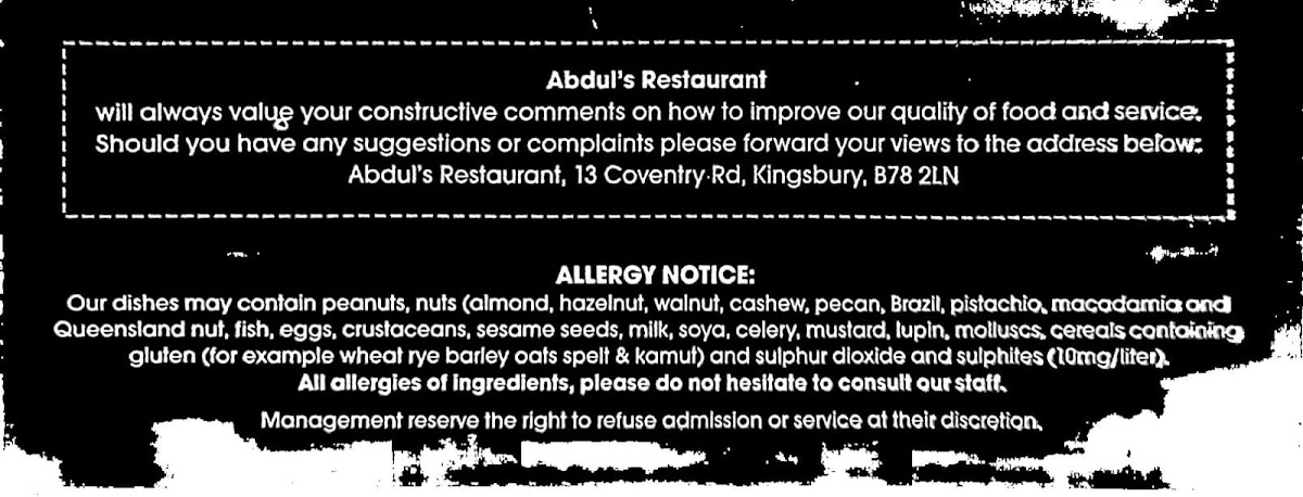 Abdul's Restaurant Photo Menu 9