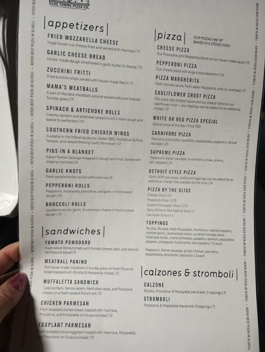 Olde Towne Pizza Company Photo Menu 1