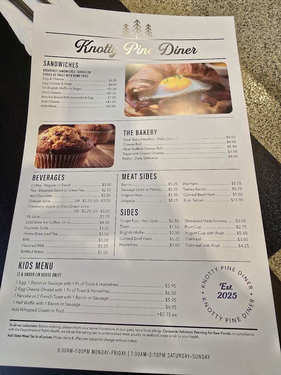 Knotty Pine Diner Photo Menu 1