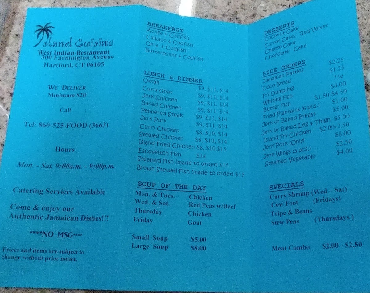 Island Cuisine Photo Menu 1