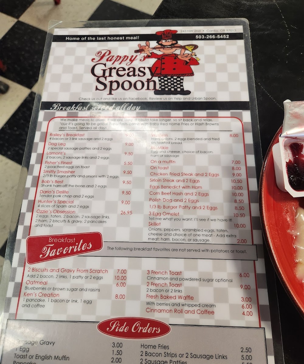 Pappy's Greasy Spoon Photo Menu 7