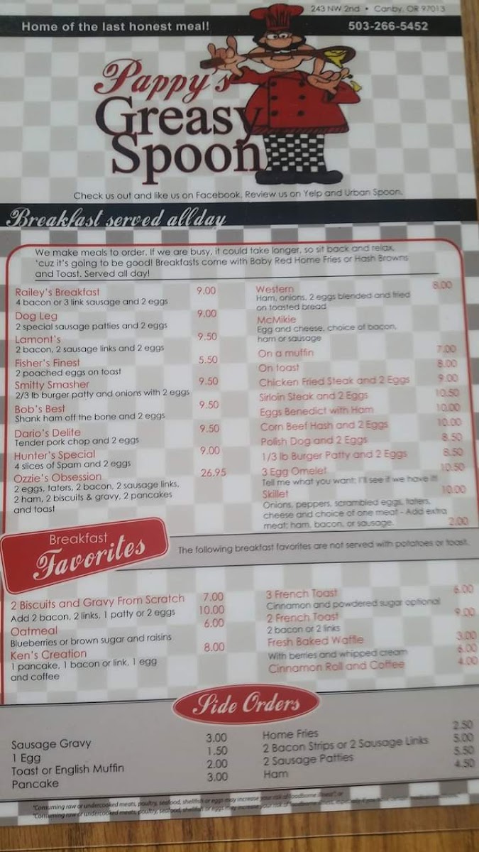 Pappy's Greasy Spoon Photo Menu 8
