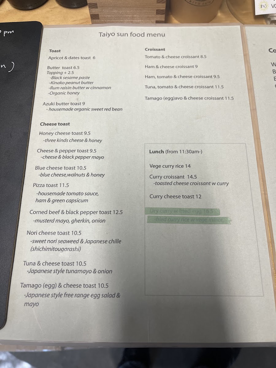 Taiyo Sun Photo Menu 10