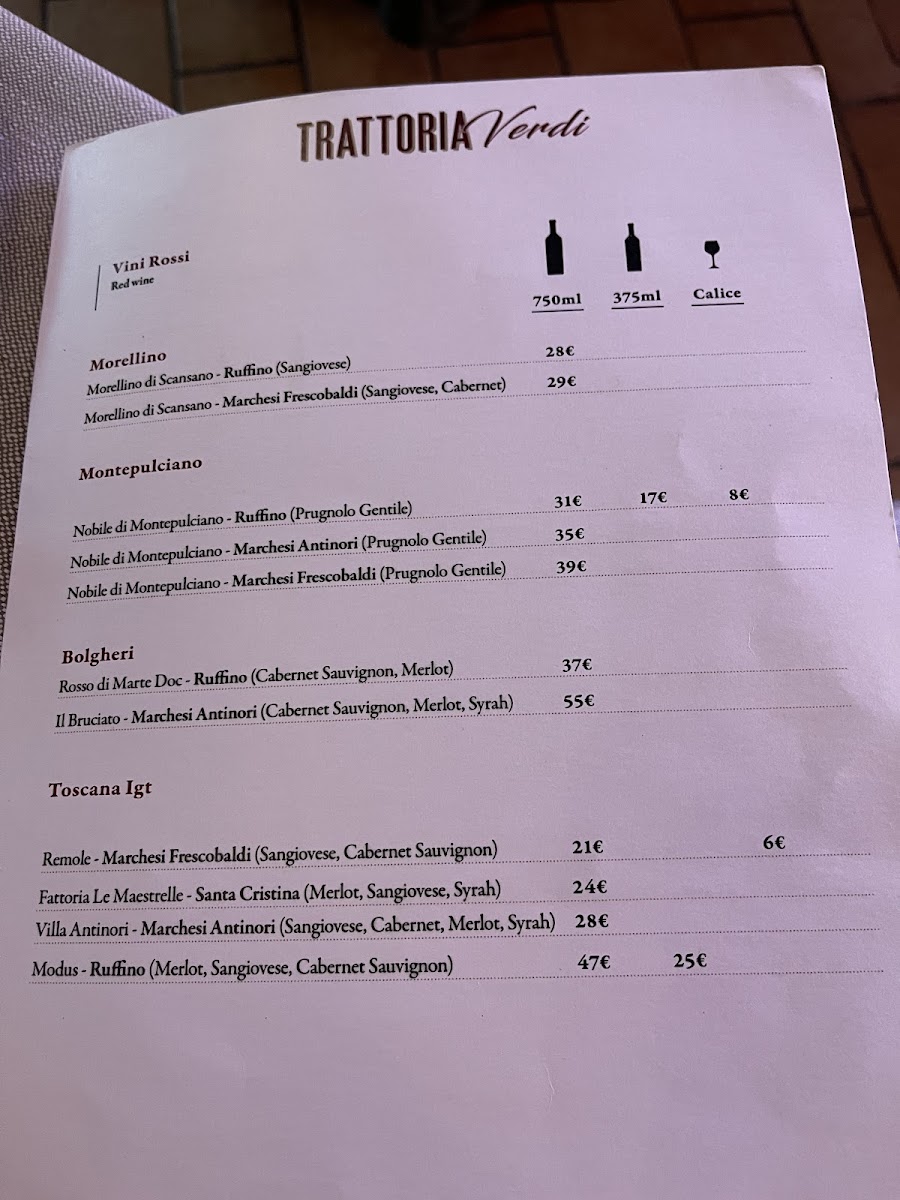 Trattoria Verdi Firenze Photo Menu 5