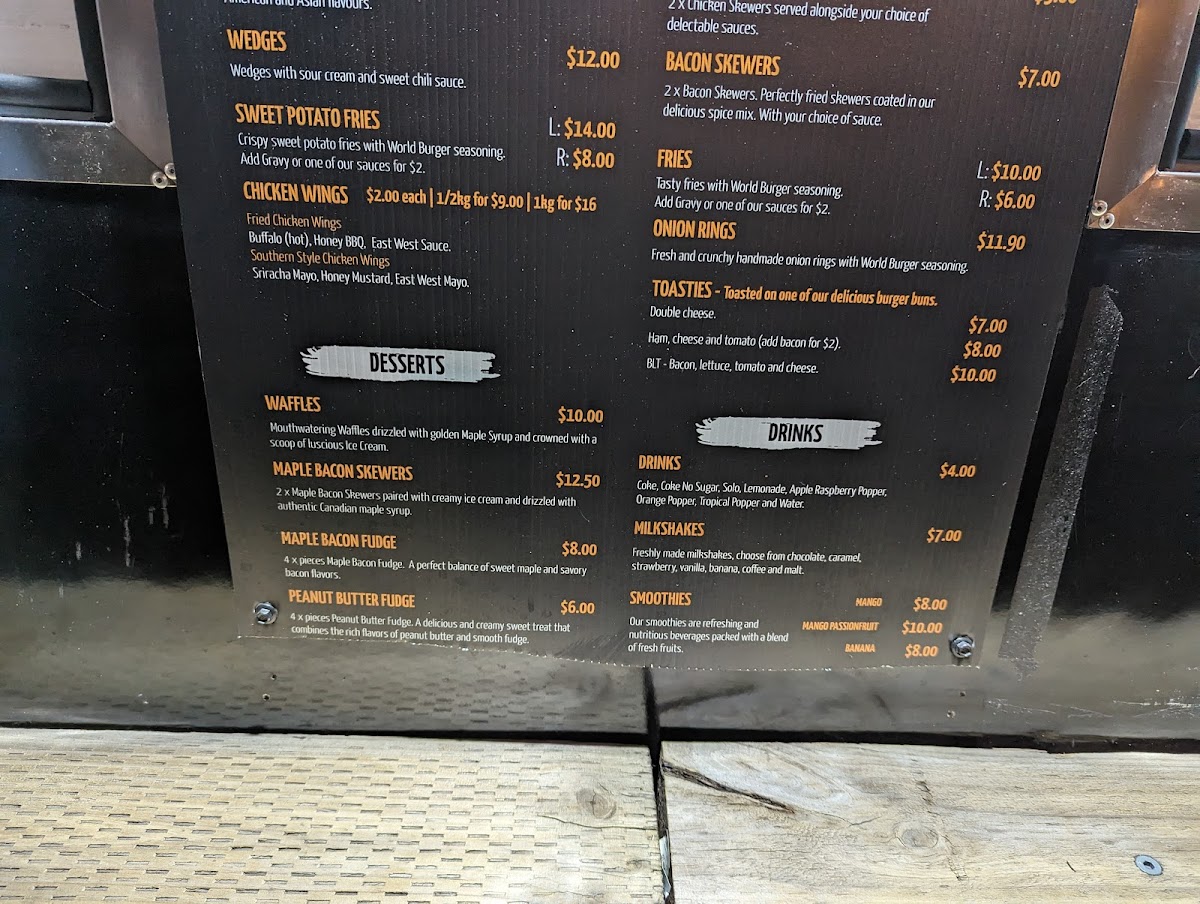 World Burger Blue Mountains Photo Menu 3