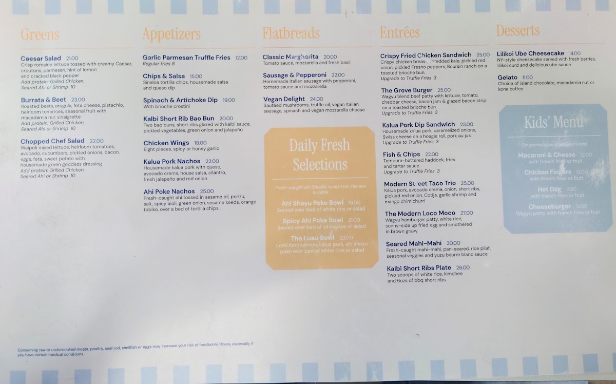 The Grove Restaurant & Bar Photo Menu 1