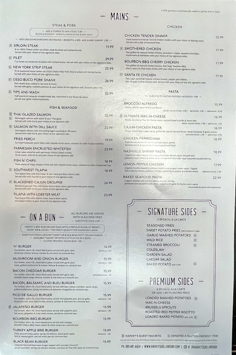 Harvey's Grill & Bar Photo Menu 3