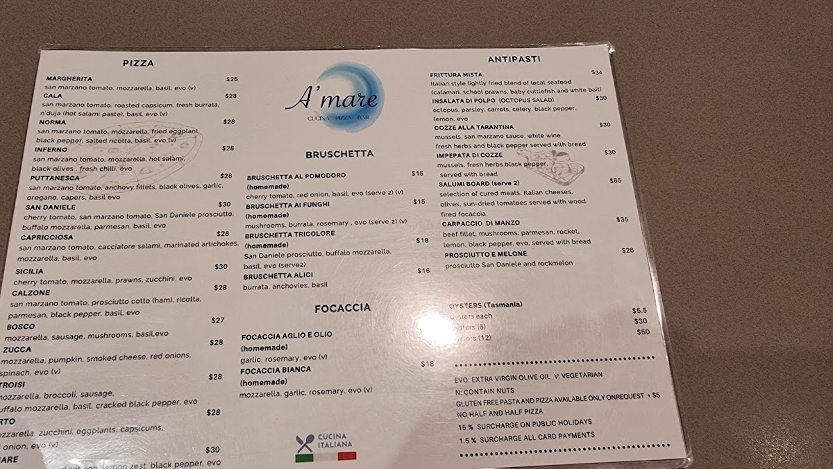 Amare Cucina Pizza Bar Photo Menu 3