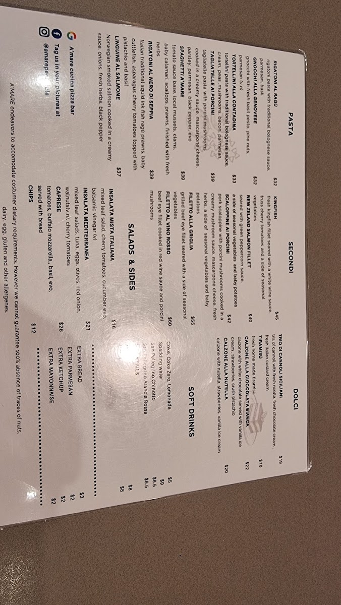 Amare Cucina Pizza Bar Photo Menu 4