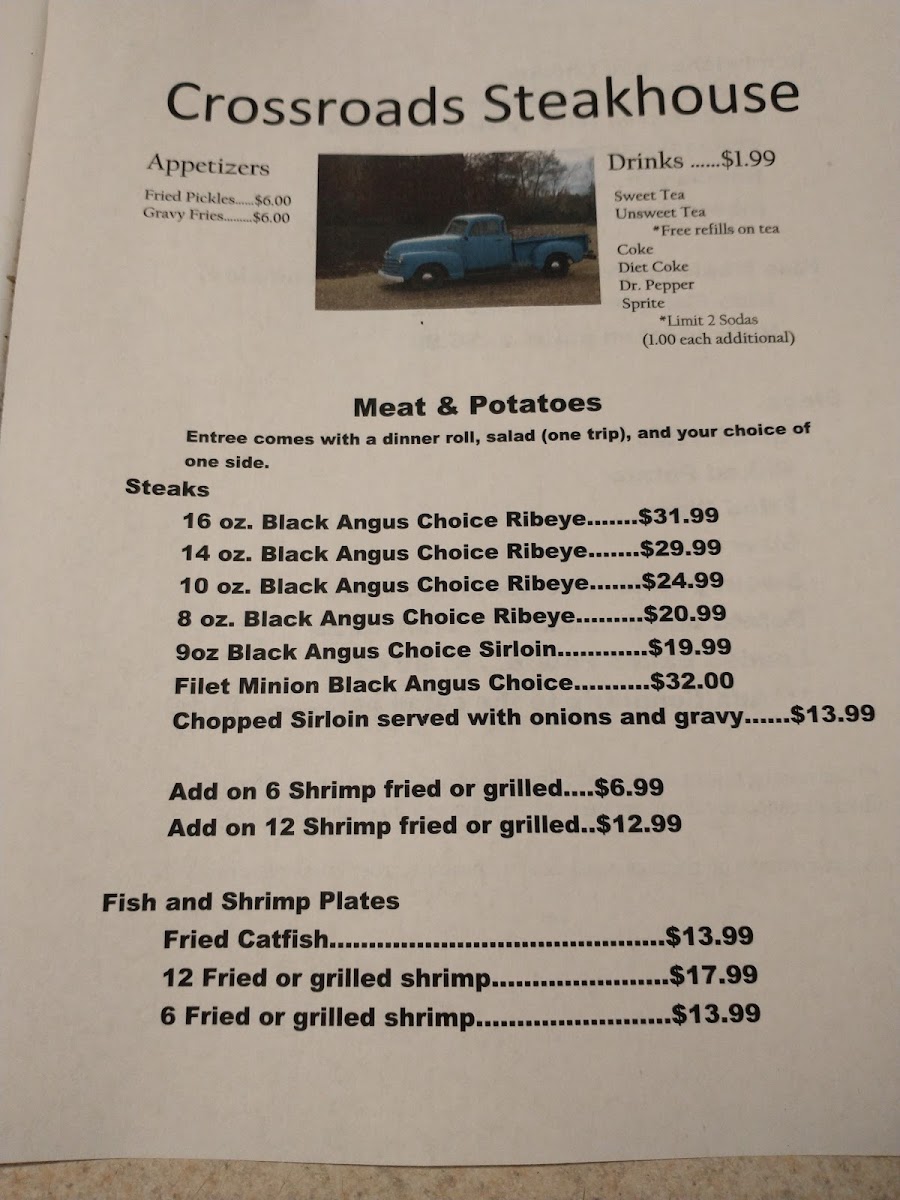 Crossroads Steakhouse Photo Menu 1