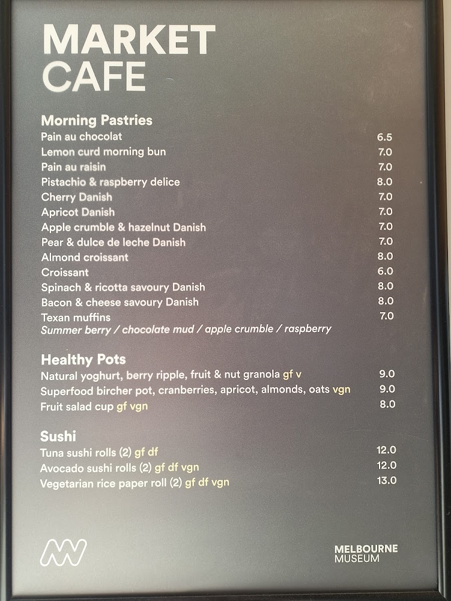 Melbourne Museum - Museum Market Cafe Photo Menu 5