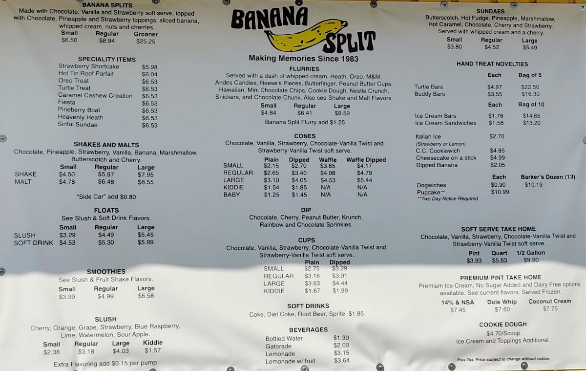Banana Split LLC Photo Menu 2