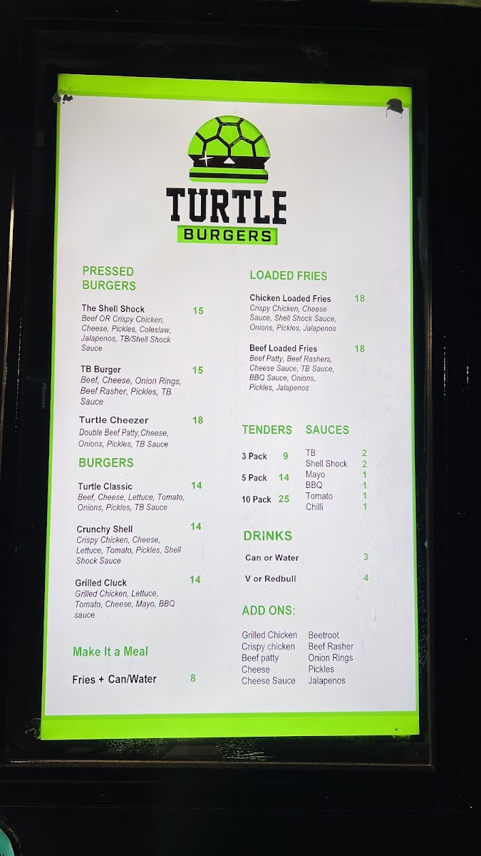 Turtle Burgers Photo Menu 1