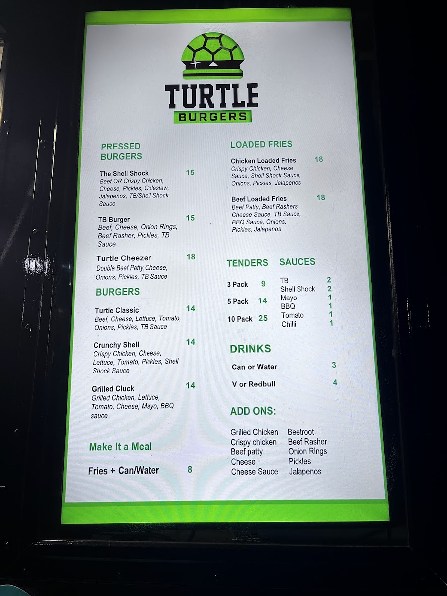Turtle Burgers Photo Menu 2